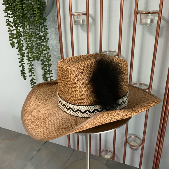 Vintage Other - Vintage Mens Cowboy Hat with a Feather